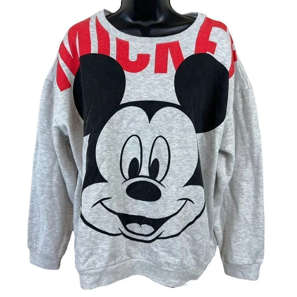 Disney Mickey Mouse Heather Gray Crew Neck Sweatshirt